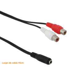 3,5mm-H 2-RCA-H 15cm 0,15mt Hembra-Hembra Cable Plug-RCA Phone-1/8-H