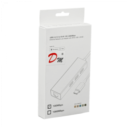 USB-CM a Ethernet-RJ45 10/100mbps HUB-3-AH Blanco Adaptador LAN USB3.1