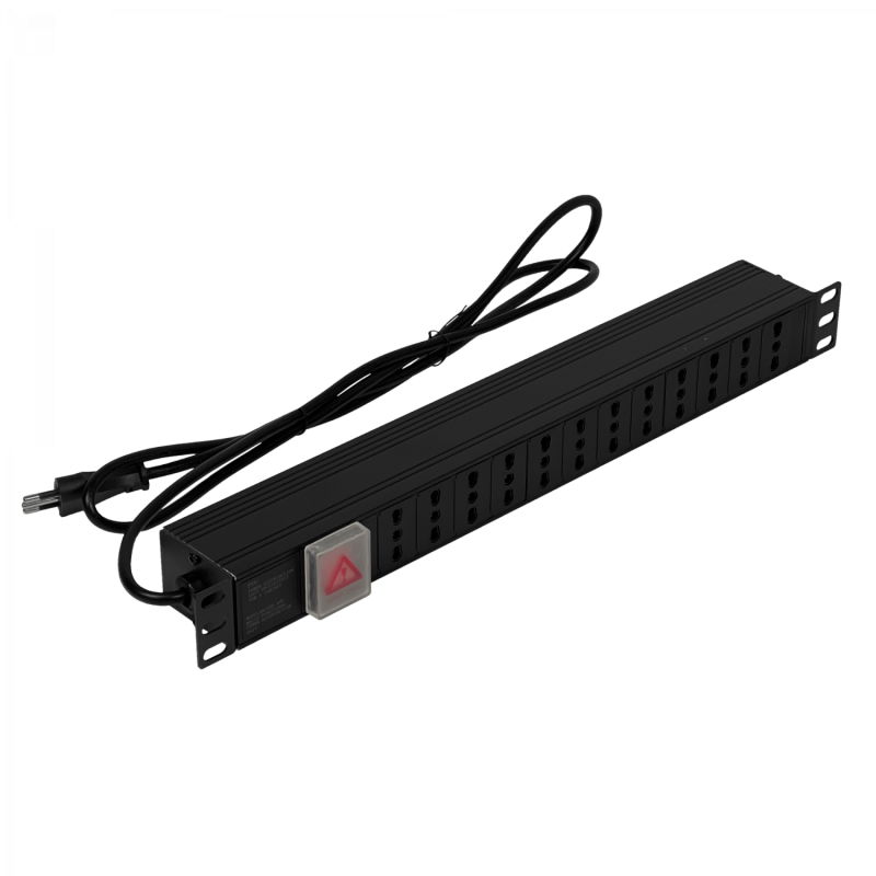 LINKMADE PDU Regleta 12-Hembra-Ch 10A Rack-1U Switch-Piloto Macho-Ch