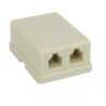 Roseta 2-RJ11 6P4C Doble Ivory Beige Sobrepuesta 8-tornillos