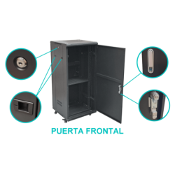 Rack 27U Ciego Fondo-60cm Ancho-19pulg Piso Ruedas Bandeja-30cm PDU