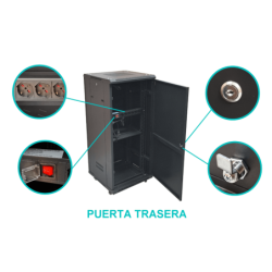 Rack 27U Ciego Fondo-60cm Ancho-19pulg Piso Ruedas Bandeja-30cm PDU