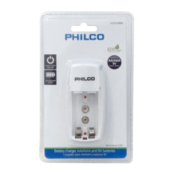 PHILCO Cargador 1-Pila-9V(20mA) o 2-Pilas-AA/AAA(130mA) no-inc-pilas