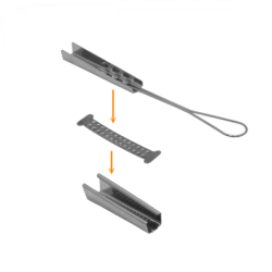 Sujecion 20cm p/cable Drop Fibra Optica en Postacion 17x18mm 3-piezas