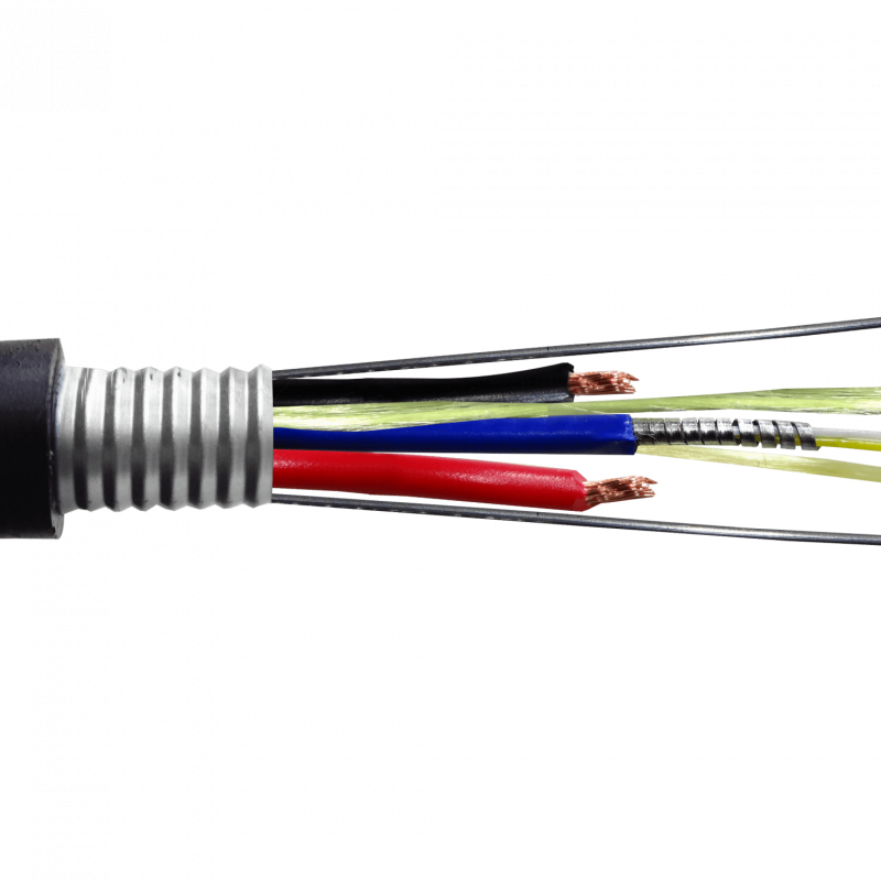 SM OS2 2-Fibras-G652D + 2xAWG14 1-mt Hibrido Negro Exterior PE 10mm