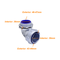 Metalico 1-1/2-Pulg Codo Prensa Estopa para Flexible Aislacion IP65