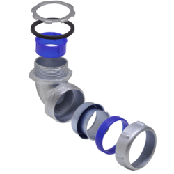 Metalico 1-1/2-Pulg Codo Prensa Estopa para Flexible Aislacion IP65
