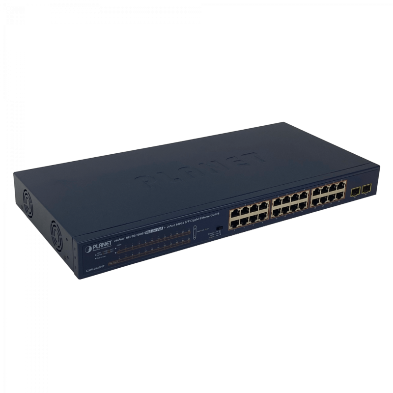 PLANET 24-1000-PoE48+af/at 220W-total 2-SFP Switch no-Admin Rack