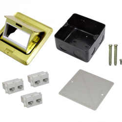 6-RJ45-Hembra Caja a Piso Abatible Metal 100x100x55mm Tapa-120x120mm