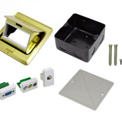 RJ45 3-RCA VGA-r Caja a Piso Abatible Metal 103x99x55mm Tapa-118x120mm
