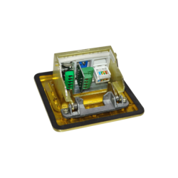 RJ45 3-RCA VGA-r Caja a Piso Abatible Metal 103x99x55mm Tapa-118x120mm