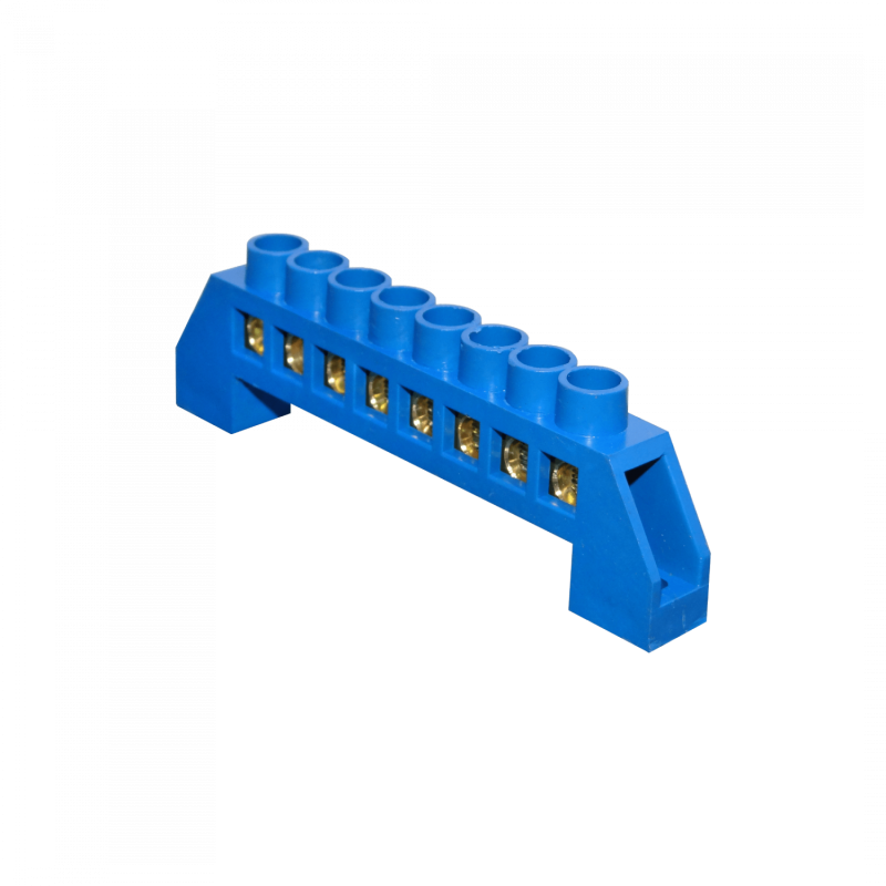 Regleta Azul 8-Conexiones 4mm Riel Din Distribucion Electrica