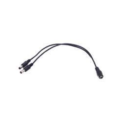 1-DC-H a 2-DC-M Cable Divisor 5,5x2,1mm Larg11mm 22cm+22cm Negro