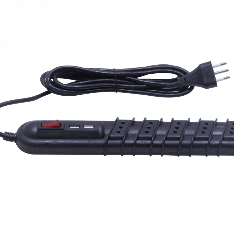 RITTIG Negro 5-IH 2-USB5V Alarg 3mts 10A-250V 2200W Piloto-Interruptor