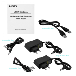 HDMI + 2xUSB 1080p Extension-UTP CAT5E/CAT6 60mts 1-Cable-RJ45 p/KVM