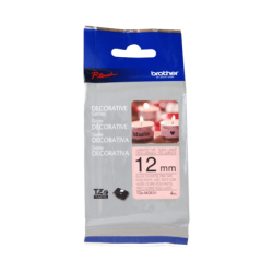 BROTHER 12mm Negro en Fondo Rosa Pastel Cinta 4mt p/PT-H110/E110/H200