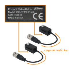 DAHUA 4K Video Balun 1-Par Pin-Push CAT5E/6 Pasivo CCTV BNC-Macho