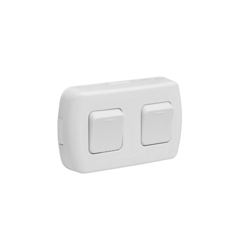 KALOP 9/15 Boton Switch Doble Sobrepuesto Blanco Tekna IP20 KS39651