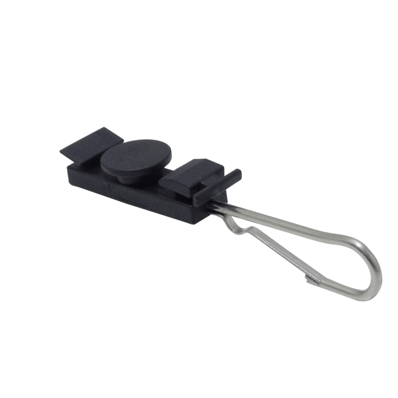 Gancho Metal 77x25x4mm Sujecion Plastic 67x28x17mm p/Cable Fibra Drop