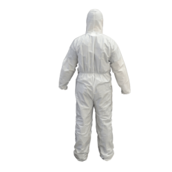 Talla-M Buzo Desechable Blanco Polipropileno con Cierre Gorro