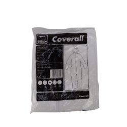 Talla-L Buzo Desechable Blanco Polipropileno con Cierre Gorro