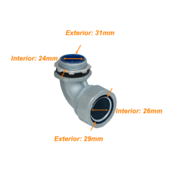 Metalico 32mm Codo Prensa Estopa para Flexible Aislacion IP65