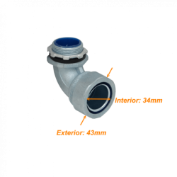 Metalico 32mm Codo Prensa Estopa para Flexible Aislacion IP65