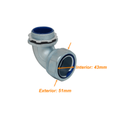 Metalico 40mm Codo Prensa Estopa para Flexible Aislacion IP65