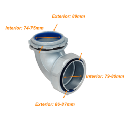 Metalico 90mm Codo Prensa Estopa para Flexible Aislacion IP65