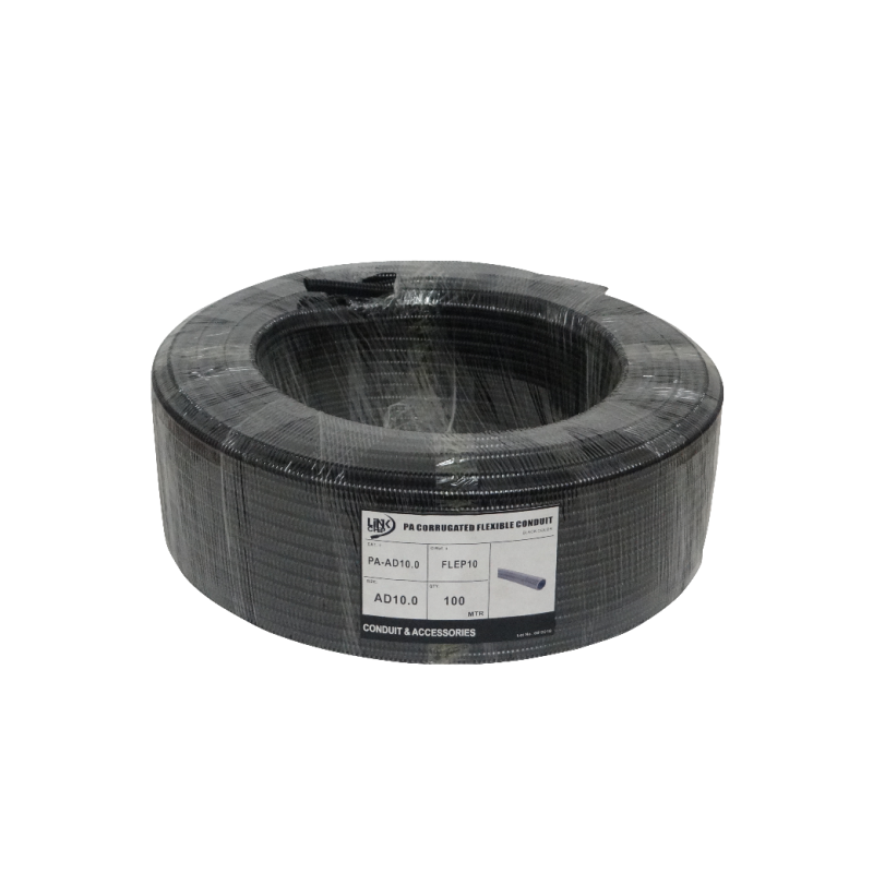 10mm Rollo-100mts 7mm-int Conduit Flexible Plastico Corrugado Negro PA