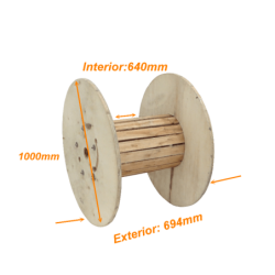 Diametro-100cm Ancho-70cm Carrete Vacio Madera p/Cable de Fibra Optica