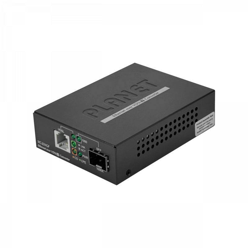 PLANET 1-SFP-1000 1-RJ11 Fibra Sobre VDSL2 1,4km CO/CPE 4-DIP inc-5V
