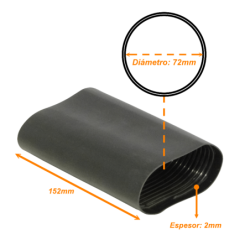 72mm 16cm 2mm Negro Termo Contractil Termoretractil Rigido para Mufa