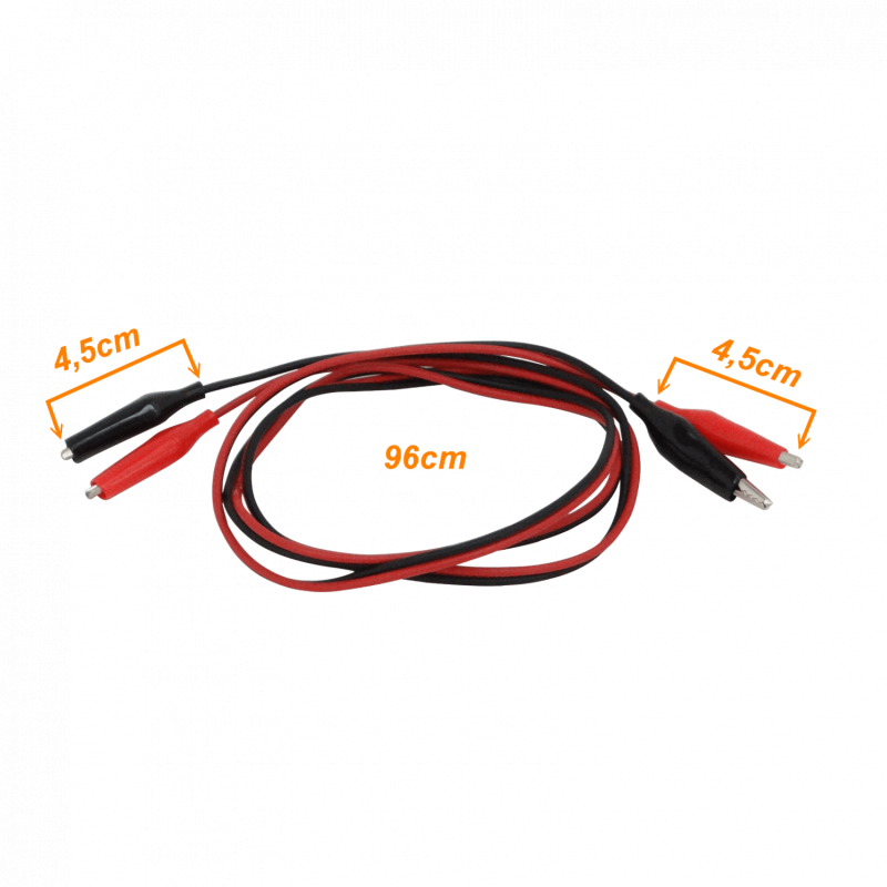 2-unids. Cable-1mt con Pinzas Rojo/Negro 96cm