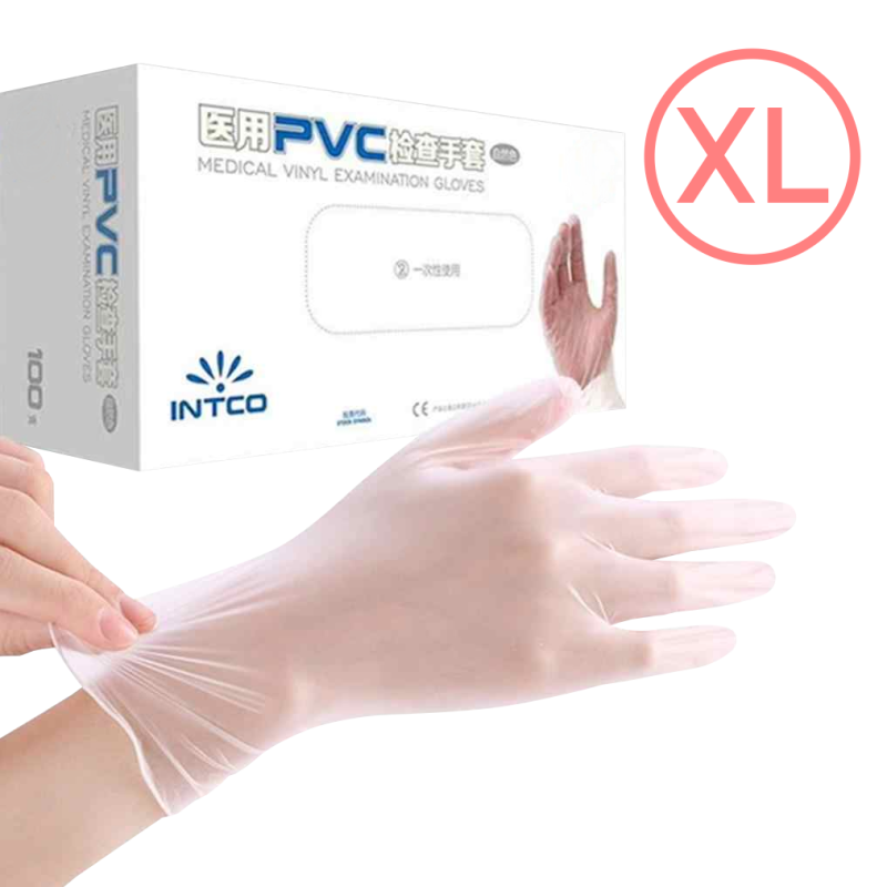 100-unids Talla-XL 50-pares Guantes PVC Blanco Desechable Extra-Large