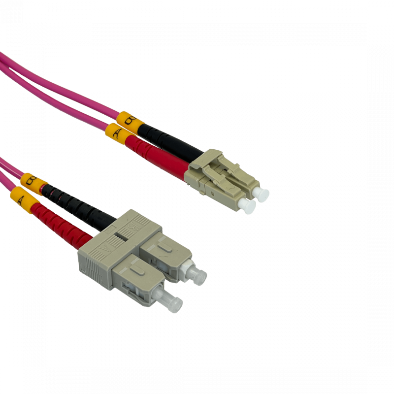 LSZH 1mt LC-SC OM4 MultiModo MM Duplex Jumper Fibra 50/125um 3,0mm