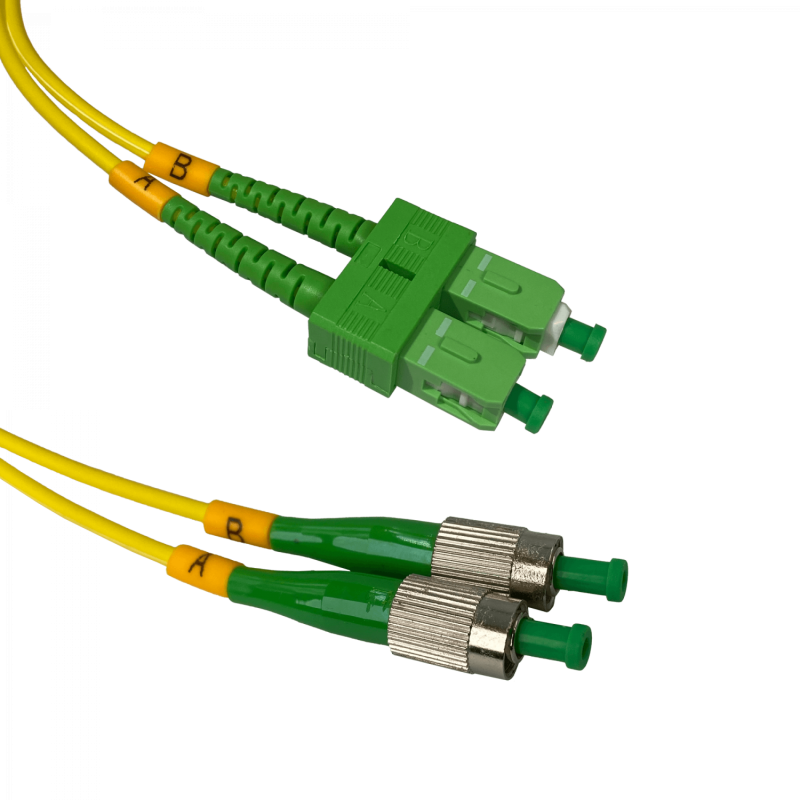 2mt SC/APC-FC/APC MonoModo SM Duplex Jumper Cable Fibra 9/125um 3mm