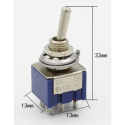 Interruptor 6-Pin 2-Pos Celeste ON-ON Toggle Perilla 250V 3AMP DPDT
