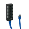 HUB 4-Puertos USB3.0 1-AM 4-AH Switch Independiente inc-Cable USB