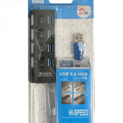 HUB 4-Puertos USB3.0 1-AM 4-AH Switch Independiente inc-Cable USB