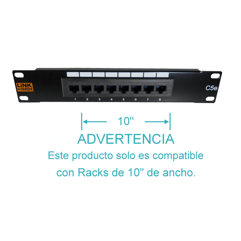 LINKMADE 8-RJ45 10-PULGADAS 1U CAT5E UTP PATCH PANEL UL CERT