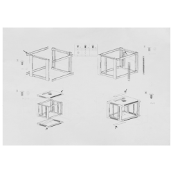 LINKMADE Desarmado 9U 60cm-Fondo Gabinete Rack Pared Muro Negro