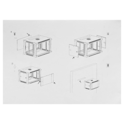 LINKMADE Desarmado 9U 60cm-Fondo Gabinete Rack Pared Muro Negro