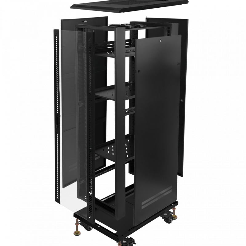 LINKMADE Desarmado 42U 1000mm Rack 100cm-Fondo c/PDU-VENT-Bandejas Pu