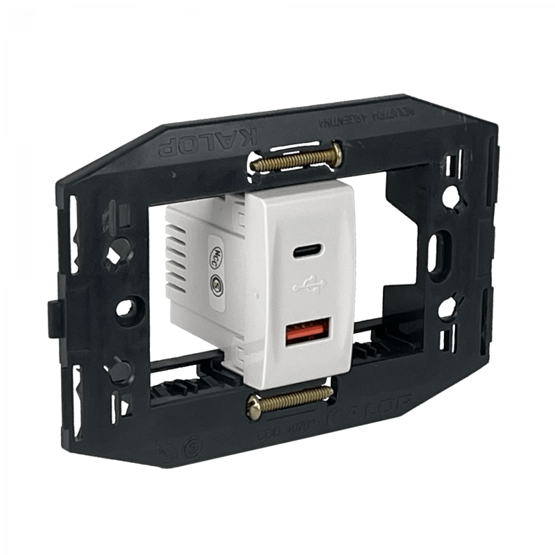 KALOP Type-C 1xUSB-C 1xUSB-A Total 3A 10W 100-240VAC Bastidor KS40493
