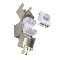 UI 1u Cat6A STP FTP Blindado Punchab Metal RJ45 UACC-KEYSTONE-JACK-C6A
