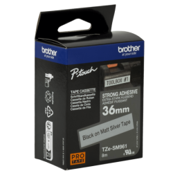 BROTHER 36mm Negro en Plateado-Mate Cinta 8mt p/PT-P900W PT-9700PC