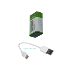 9V USB-C Recargable 12800mAH Litio Pila/Bateria
