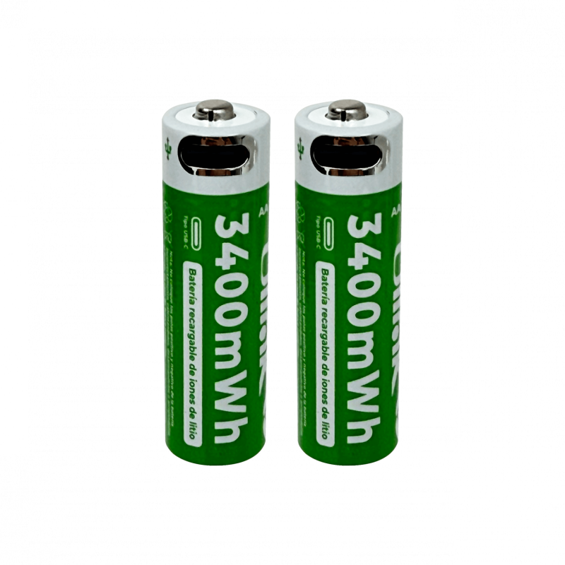 ULINK AA 2-Pilas 3400Wh Recargable USB-C 1,5V Li-ion Litio inc-Cable