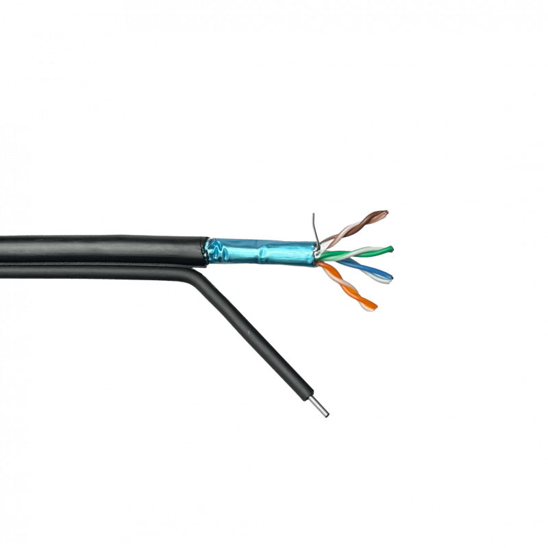 LINKMADE 300mt F/UTP Negro Exterior C/Portante Cat5E Unifilar Vano-15m